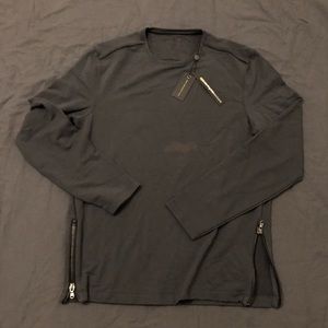 NWT John Varvatos leather trim shirt with zippers